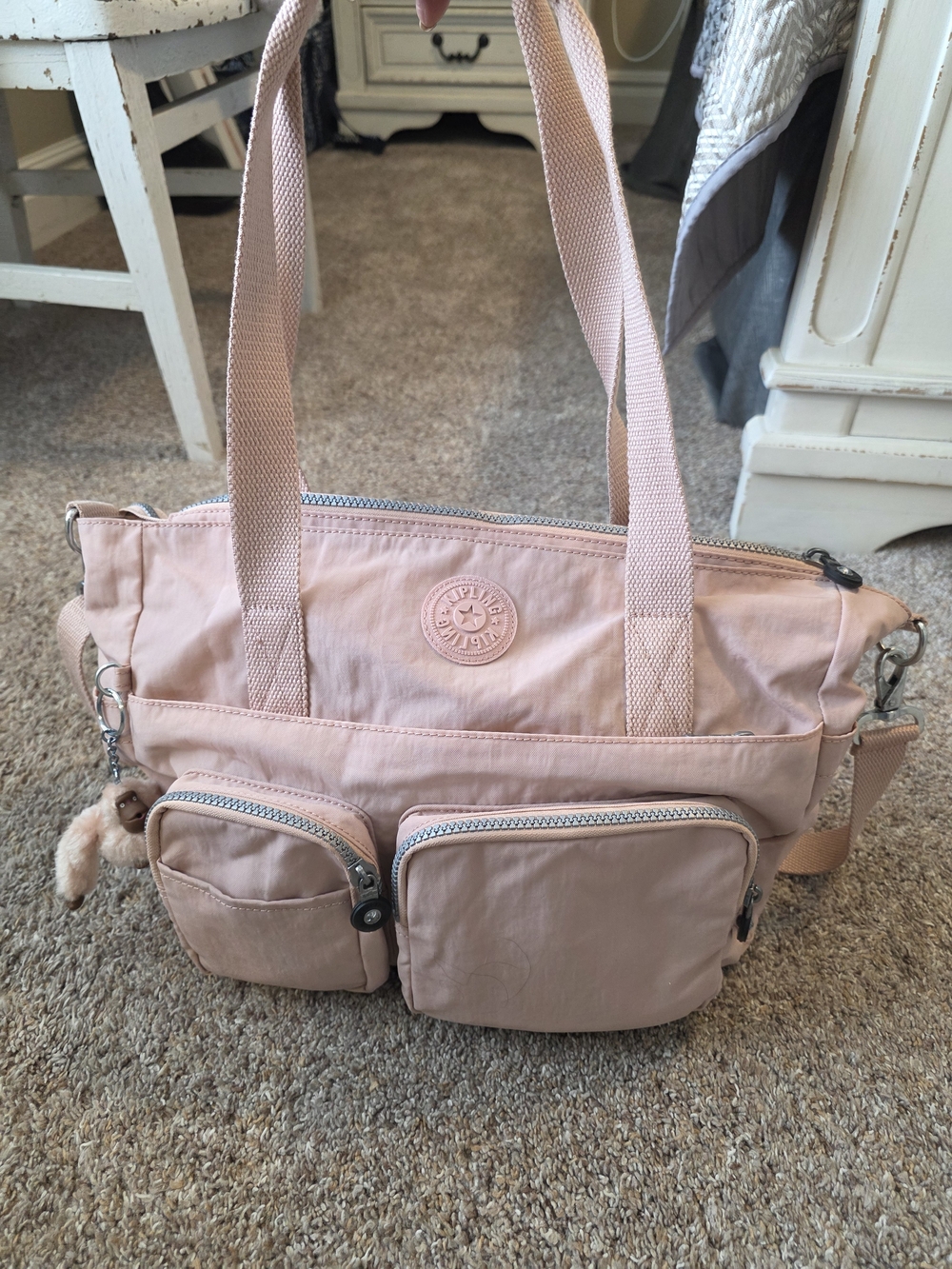 Kipling Women's Pink Tote Bag with Front Pockets